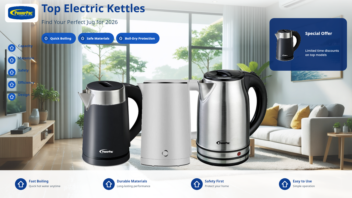 Best Electric Kettles & Jugs Singapore 2026 — PowerPac Buying Guide